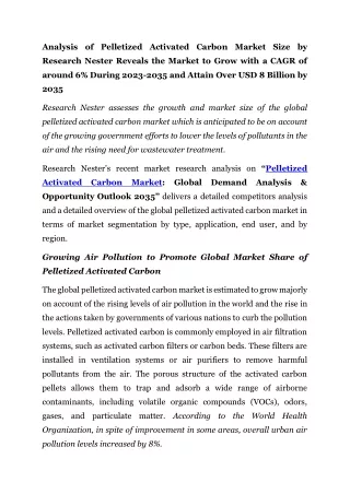 analysis of pelletized activated carbon market