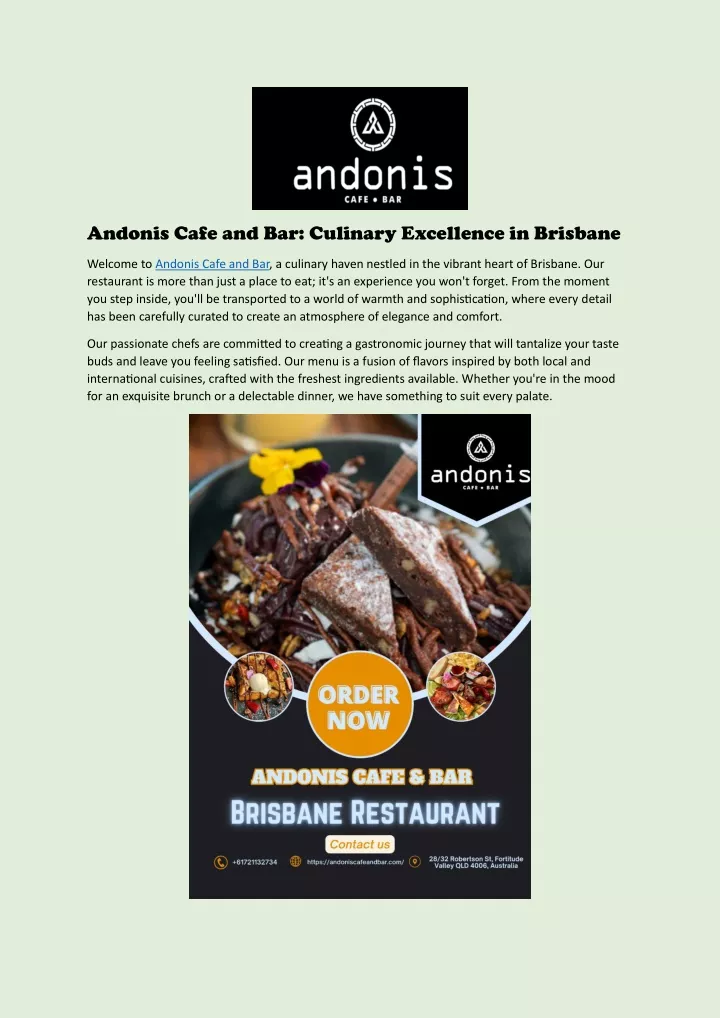 andonis cafe and bar culinary excellence