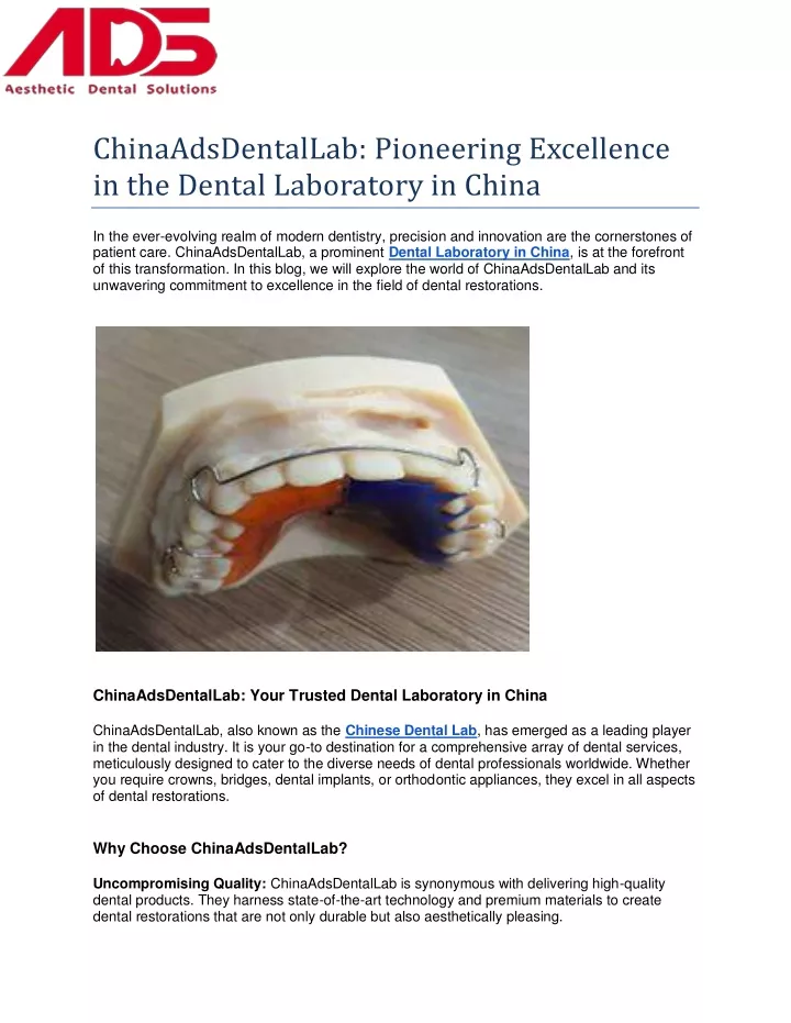 chinaadsdentallab pioneering excellence
