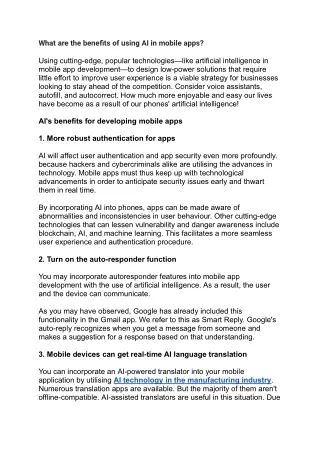 what are the benefits of using ai in mobile apps