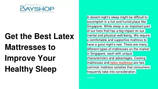 Get the Best Latex Mattresses to Improve Your Healthy Sleep