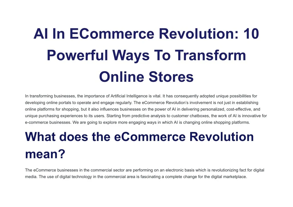 PPT - AI In ECommerce Revolution_ 10 Powerful Ways To Transform Online ...