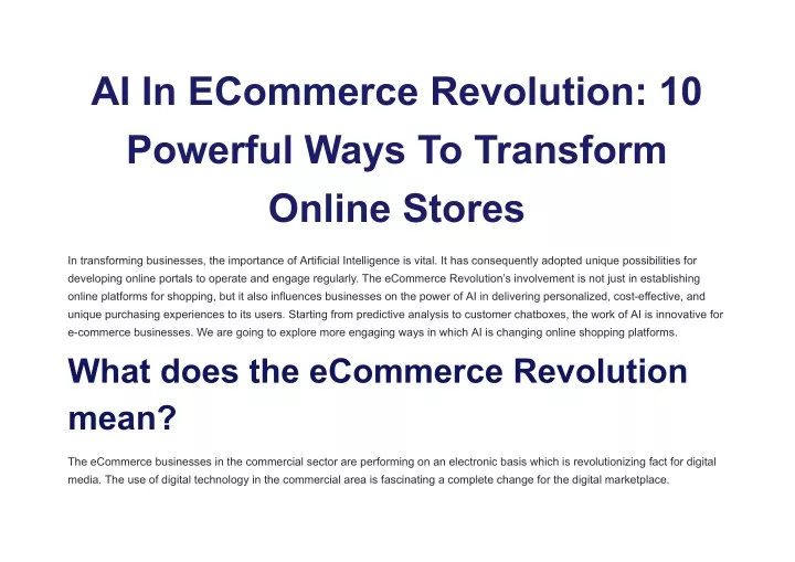 ai in ecommerce revolution 10 powerful ways