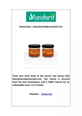 Honey Raw | Standardcoldpressedoil.com
