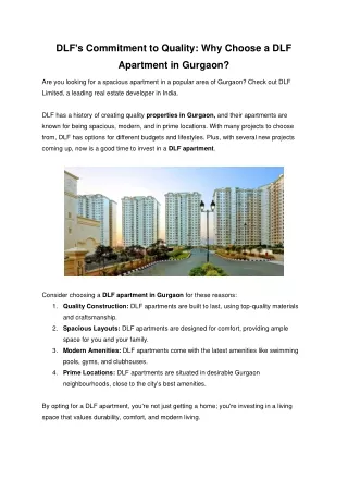DLF residential projects in Gurgaon
