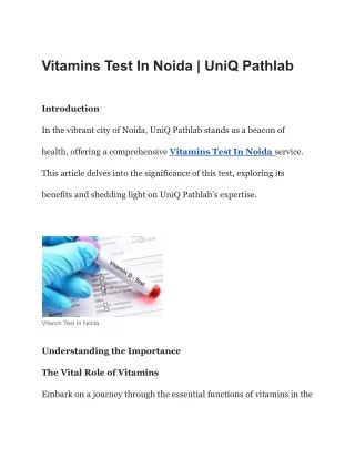 vitamins test in noida uniq pathlab
