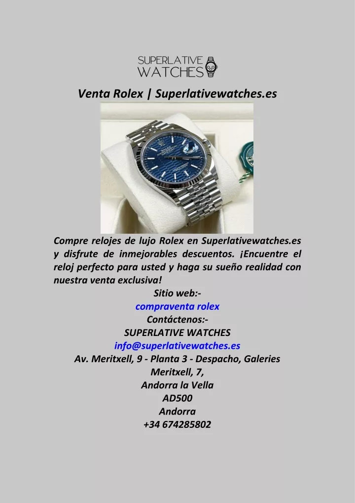 venta rolex superlativewatches es