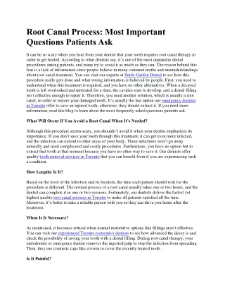Root Canal Process Most Important Questions Patients Ask