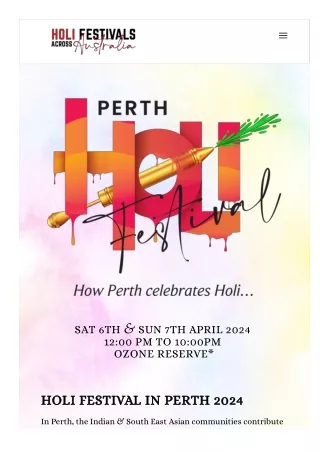 Celebrate Holi Festival Perth in 2024 | Join the Colourful Festivities