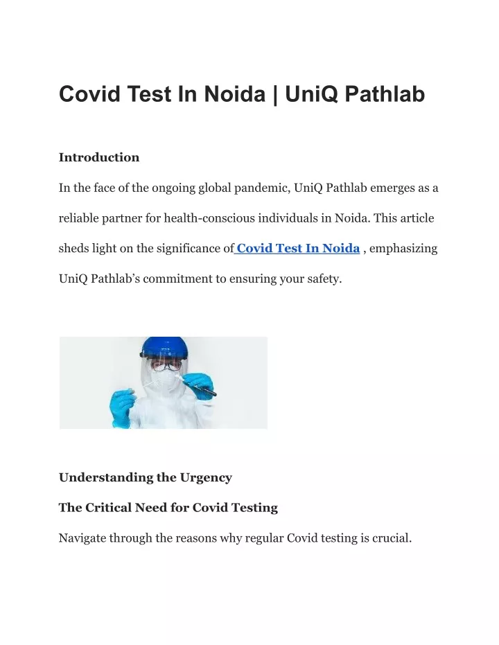 covid test in noida uniq pathlab