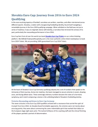 Slovakia Euro Cup Journey from Euro 2016 to Euro Cup 2024 Qualifying