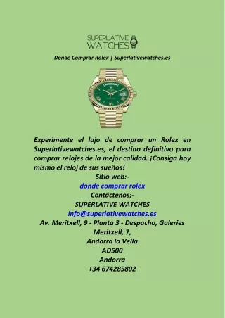 Donde Comprar Rolex  Superlativewatches.es