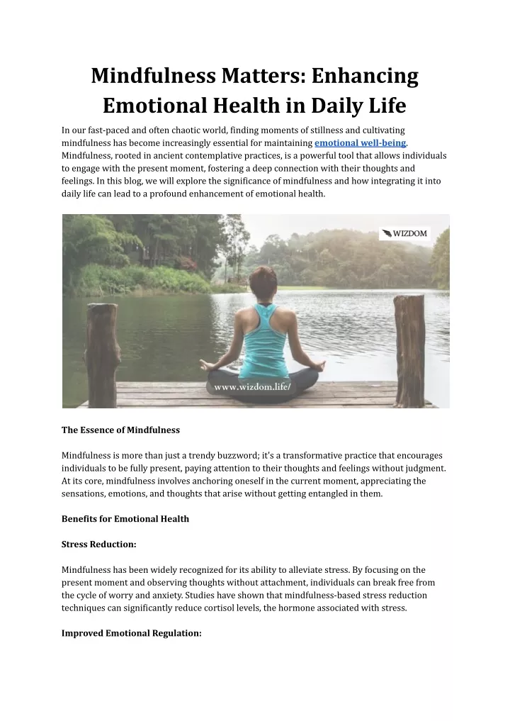 mindfulness matters enhancing emotional health