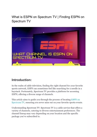 What Channel is ESPN on Spectrum TV