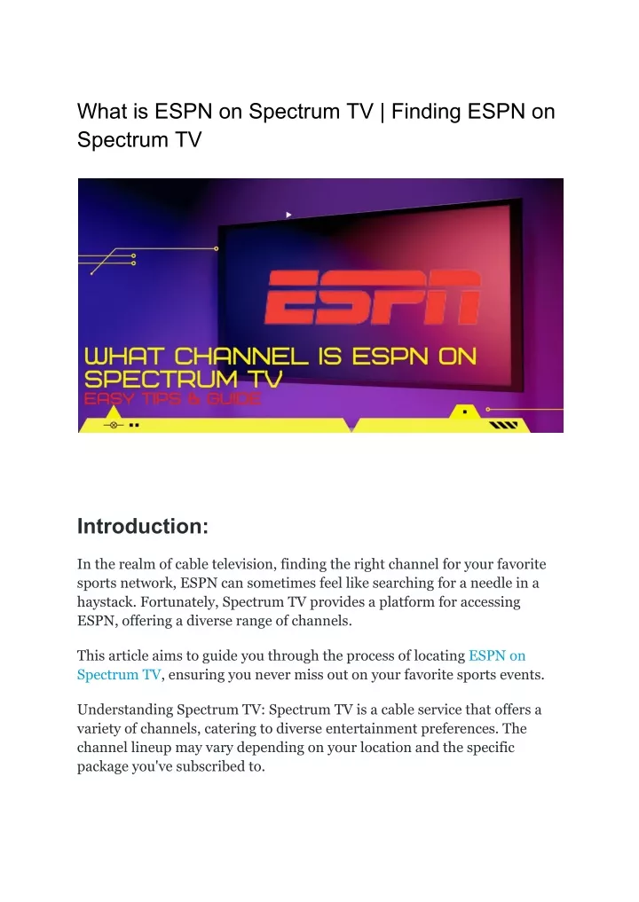 what is espn on spectrum tv finding espn