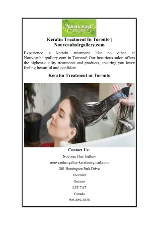 Keratin Treatment In Toronto  Nouveauhairgallery.com
