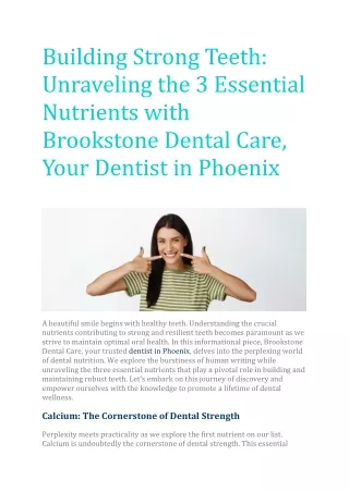 Building Strong Teeth Unraveling the 3 Essential Nutrients with Brookstone Dental Care