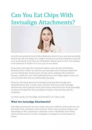 Can You Eat Chips With Invisalign Attachments