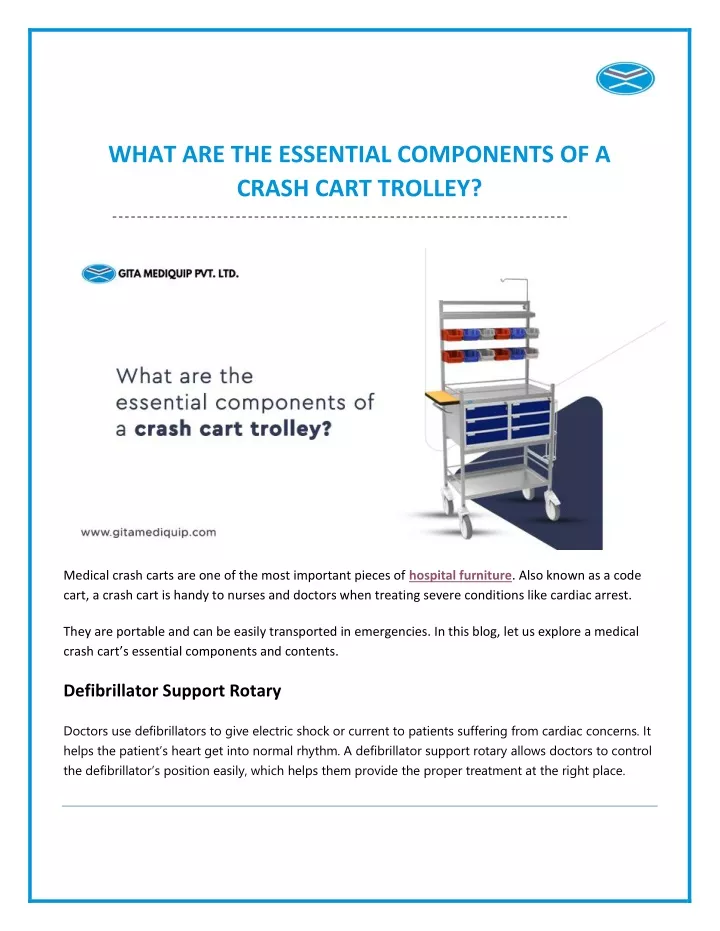 what are the essential components of a crash cart