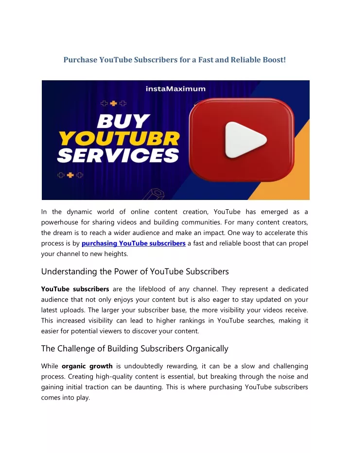 purchase youtube subscribers for a fast