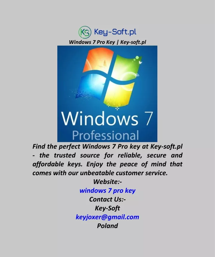windows 7 pro key key soft pl