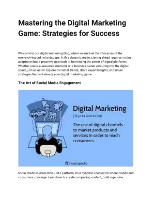 Mastering the Digital Marketing Game_ Strategies for Success