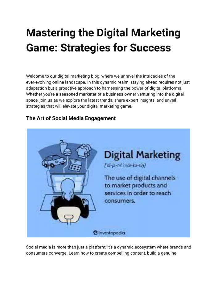 mastering the digital marketing game strategies