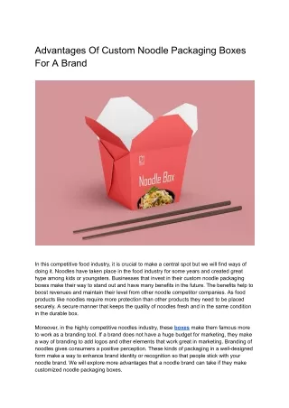 advantages of custom noodle packaging boxes