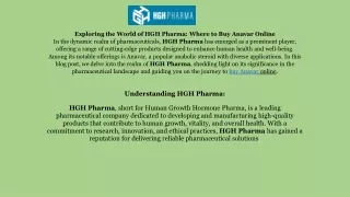 Exploring the World of HGH Pharma-Buy Anavar online
