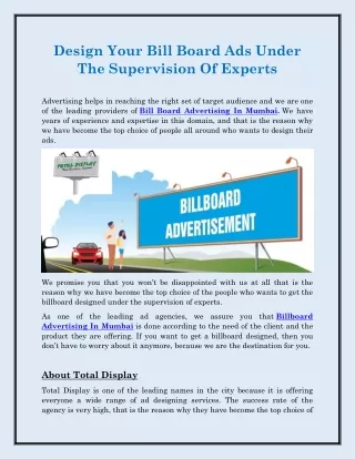 Bill Board Advertising In Mumbai