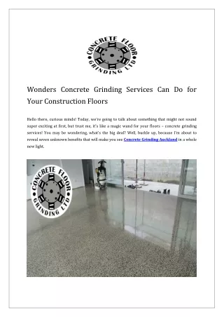 Wonders Concrete Grinding Services Can Do for Your Construction Floors