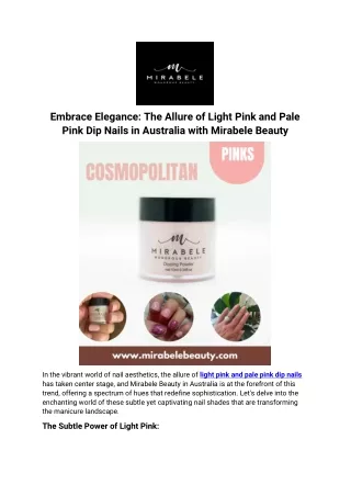 Embrace Elegance The Allure of Light Pink and Pale Pink Dip Nails in Australia with Mirabele Beauty