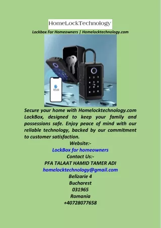 Lockbox For Homeowners  Homelocktechnology.com