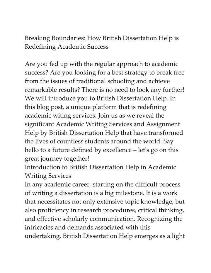 breaking boundaries how british dissertation help