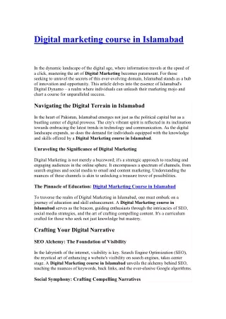 digital marketing course in islamabad