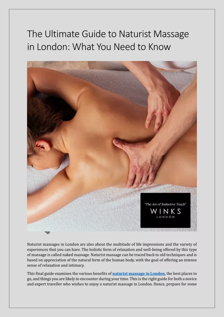 the ultimate guide to naturist massage in london