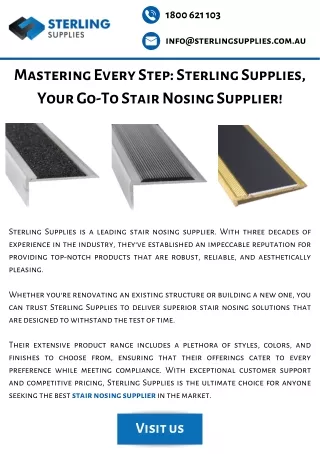 Mastering Every Step Sterling Supplies, Your Go-To Stair Nosing Supplier!