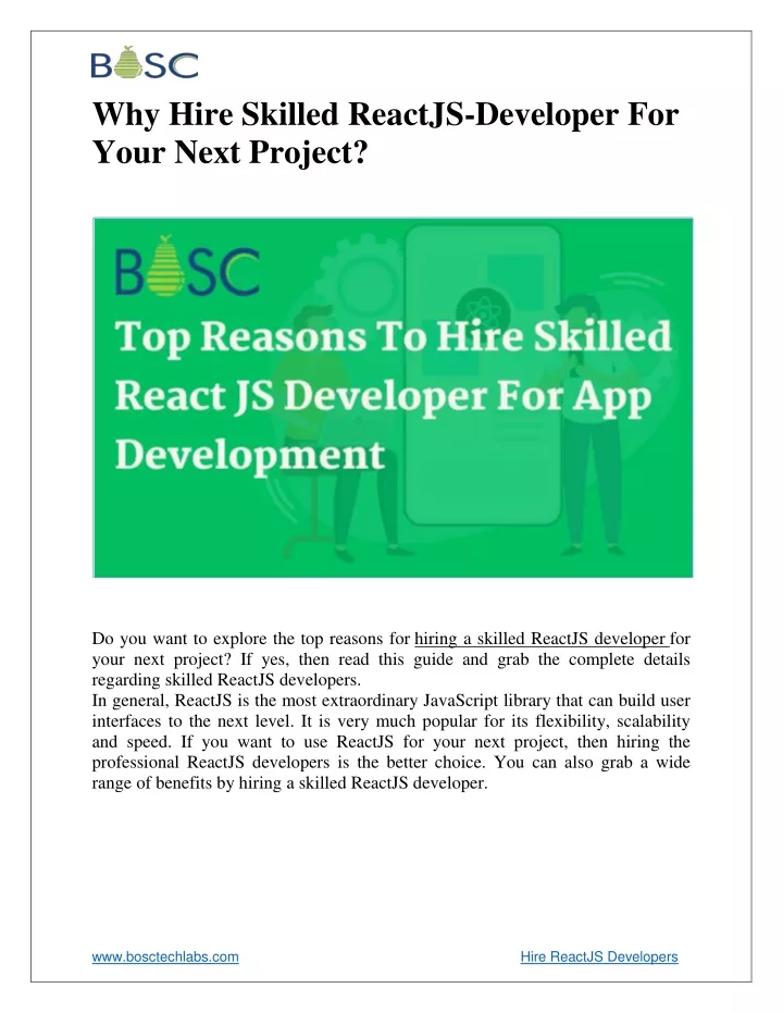 why hire skilled reactjs developer for your next