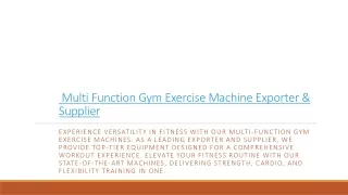 Multi Function Gym Exercise Machine Exporter & Supplier Nov 2023