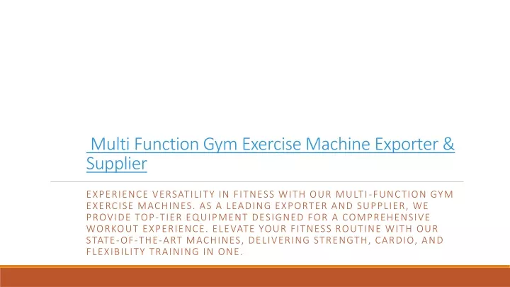 multi function gym exercise machine exporter supplier