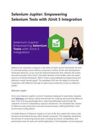 selenium jupiter empowering selenium tests with