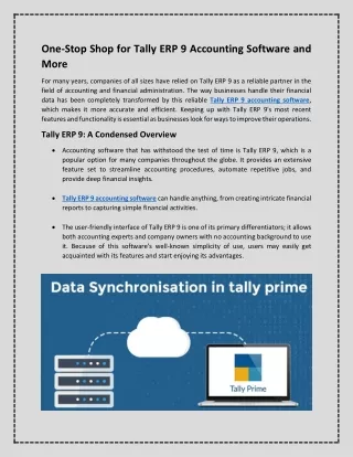 One-Stop Shop for Tally ERP 9 Accounting Software and More