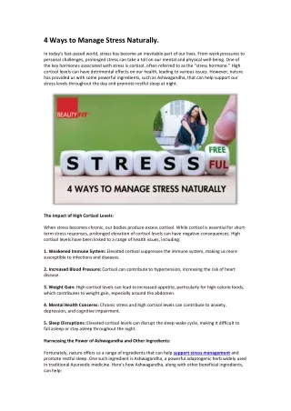 4 Ways to Manage Stress Naturally.