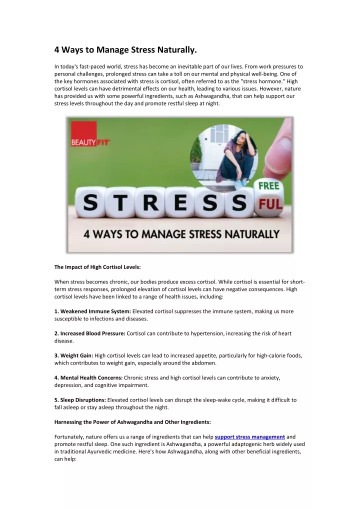 4 ways to manage stress naturally