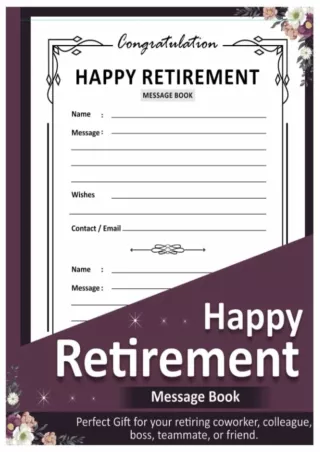 ✔Read❤ [PDF]  Retirement Message Book Journal: Retirement Guest Book to Sign for