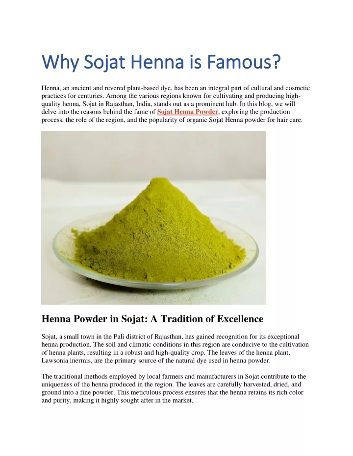 why sojat henna is famous why sojat henna