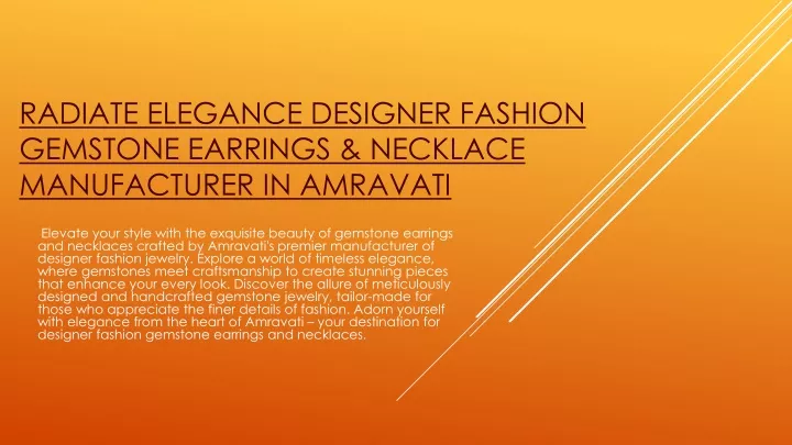 radiate elegance designer fashion gemstone earrings necklace manufacturer in amravati