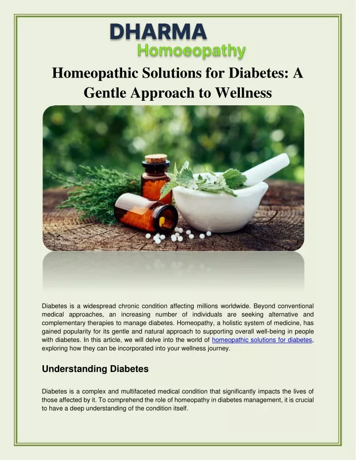 homeopathic solutions for diabetes a gentle