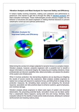 Vibration Analysis and Blast Analysis for Improved Safety and Efficiency