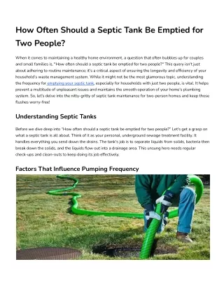 How Often Should Septic Tank Be Emptied for Two People